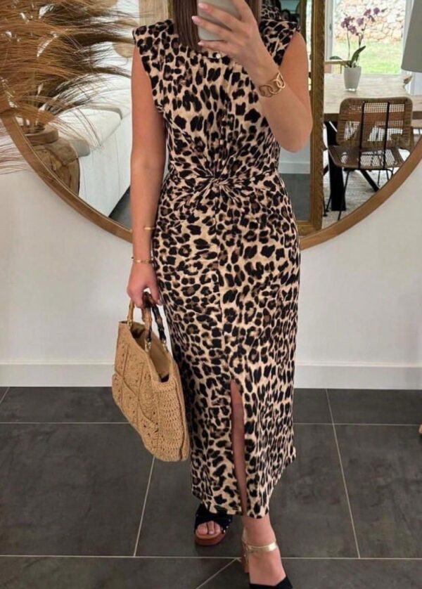 Vestido hombreras animal print